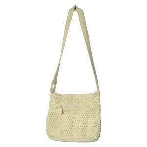 Cream crochet purse Liz Claiborne vintage woven knit white beach boho hippie